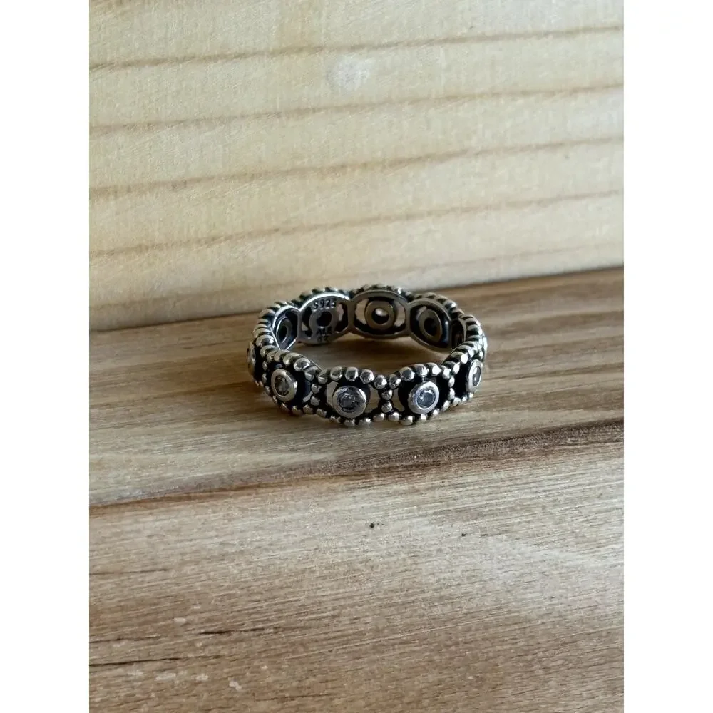 Pandora Her Majesty 925 Sterling Silver Cubic Zirconia Eternity Ring Size 6 (52)
